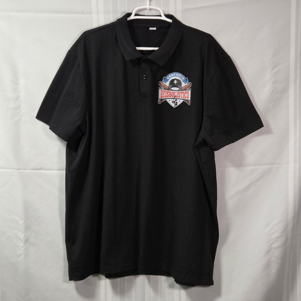 Composition Polo Shirt Mens 3XL Black Contacto Beisbolistico Graphic Polo